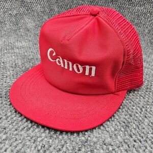 Vintage Canon Red Trucker Hat Snapback Logo Promo Photography USA Made Ball Cap